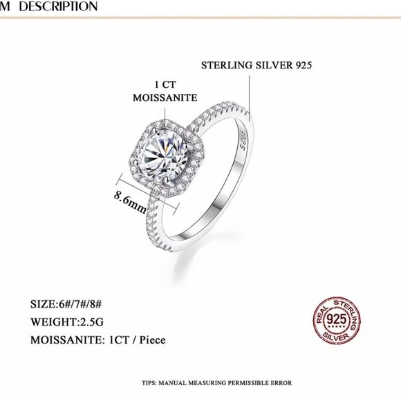 1Ct GRA Halo Moissanite Engagement Ring 18KGP S925 NEW - Picture 6 of 11